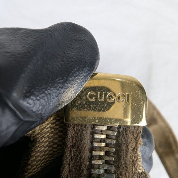 Authentic GUCCI Beige/Ebony Crystal Web Stripe Small Shoulder Bag Made in Italy - Picture 10 of 15